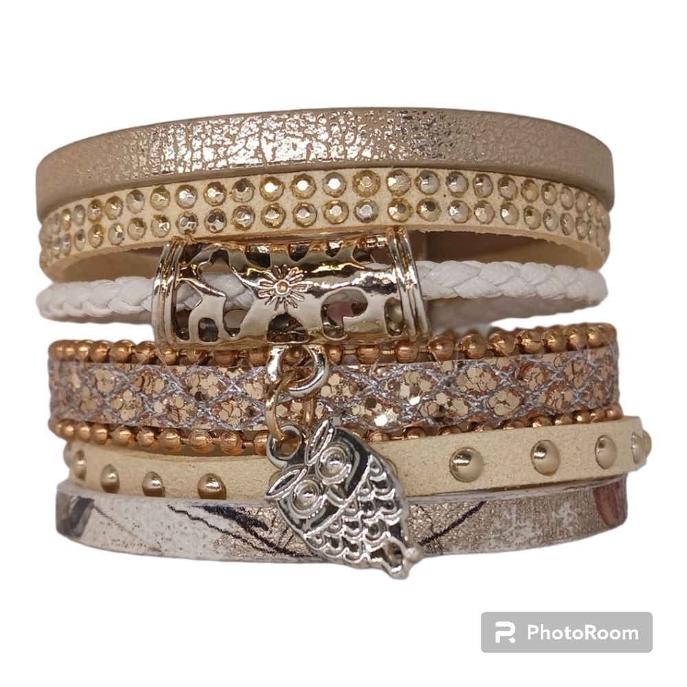 Plus-Size Available! Magnetic clasp cuff leather bracelet